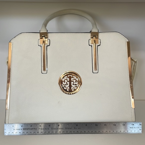 Dasein Women’s Bag Handbag Tote White with Gold Accents Pockets Organize - Picture 3 of 14
